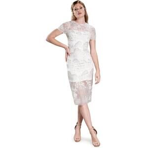 New DRESS THE POPULATION Lia Tantalizing Cocktail Midi Dress in White Sz M $298